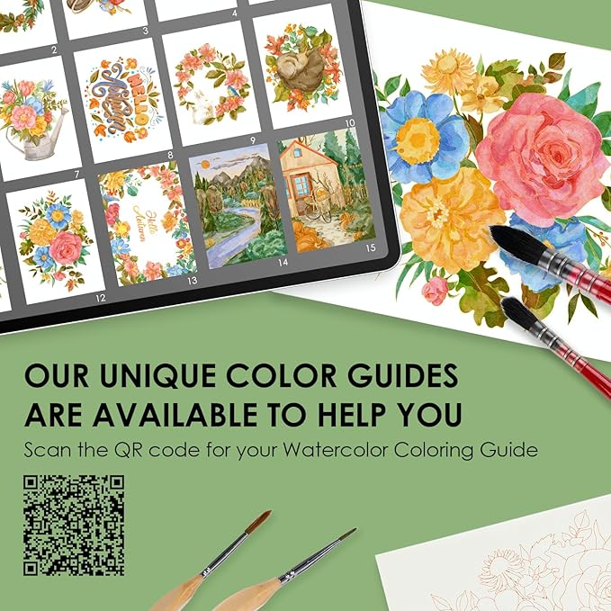 Grabie Watercolor Coloring Book, 15 Sheets A5, Watercolor Book - Image 5