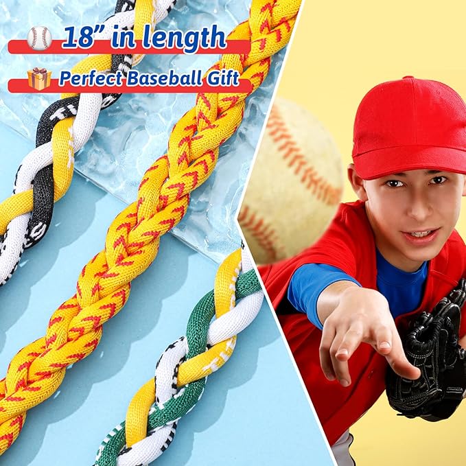 Junkin Baseball Necklaces Three Braided Rope Titanium Necklace for Fans Team Gifts Boys Men Player Softball Sports