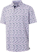 M MAELREG Mens Golf Shirt Short Sleeve Dry Fit Print Moisture Wicking Performance Patterns Collared Polo Shirt