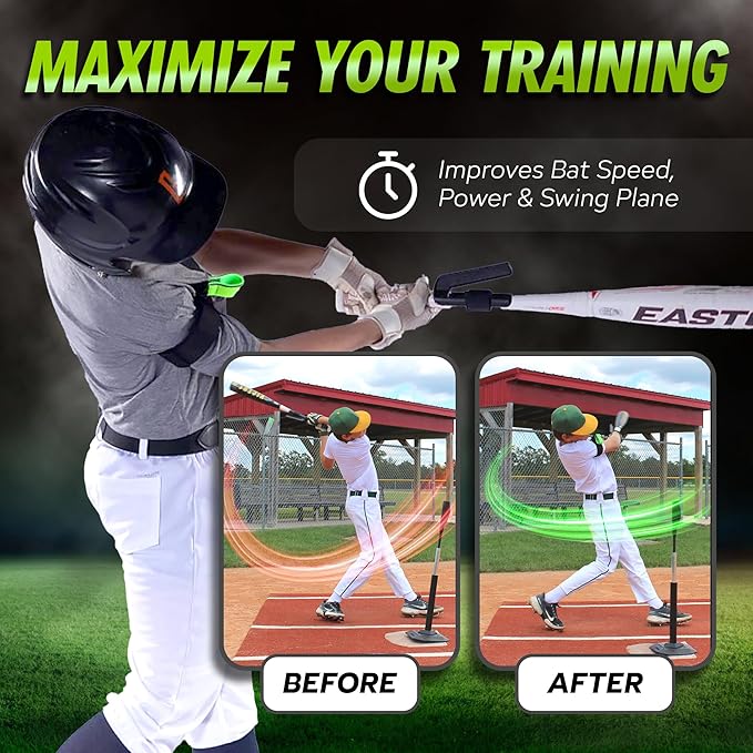 SWINGRAIL Baseball/Softball Hitting Trainer – Swing Trainer Aid for Batting & Hitting Practice – Baseball Training Equipment to Improve Bat Speed, Swing Mechanics, Contact & Timing – For Ages 9 and Up