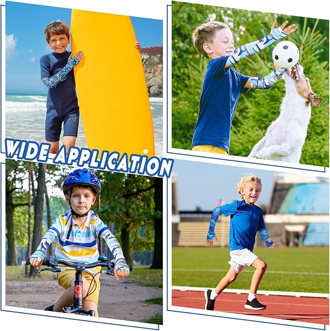 Mepase 10 Pairs Arm Sleeves for Kids Arm Sleeves for Boys UV Sun Protection Cooling Sleeves Youth Sport Compression Sleeves