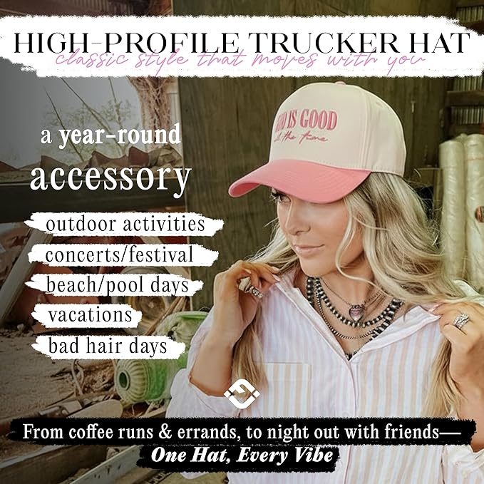 Funky Junque Trucker Hat Women Men 2-Tone Baseball Cap – Vintage Western Style Embroidered Snapback, Premium Cotton Blend