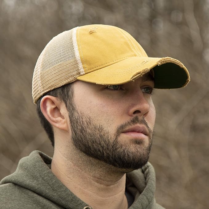 Vintage Distressed Baseball Cap – Unstructured Fit Adjustable Snapback Hat for Men & Women