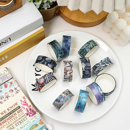 12 Rolls Charming Washi Tape Set Gold Silver Foil Detailing Arts Adhesive Tapes - Image 4