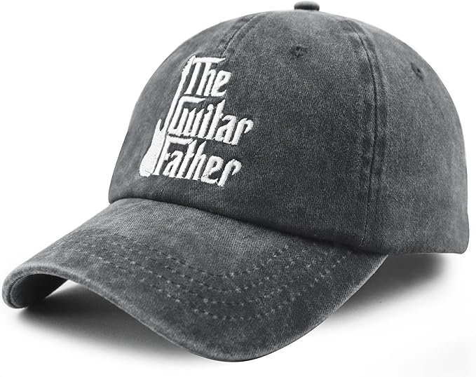 The Guitar Father Hat for Men, Vintage Cotton Embroidered Guitar Decor Dad Baseball Cap