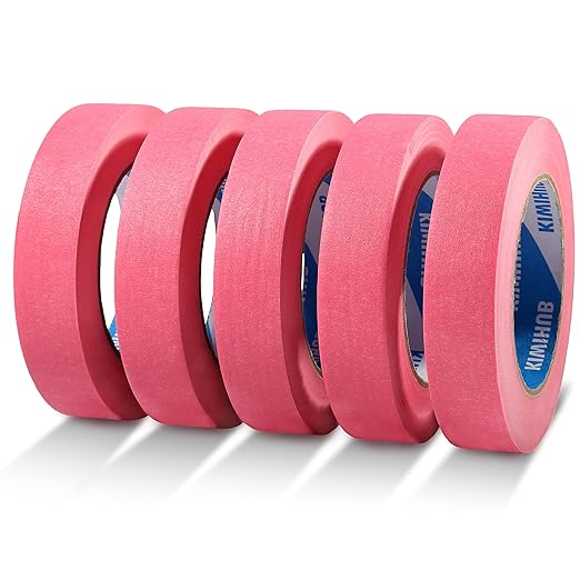 Pink Painters Tape, 1 inch x 60 Yards x 5 Rolls by KIWIHUB