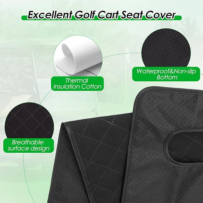 Golf Cart Seat Covers,Breathable Golf Cart Seat Towel Blanket for EZGO,Yamaha,Club Car Soft Seat Cover with 4 Front Pockets & Nonskid Bottom for Golf Decorations Accessories