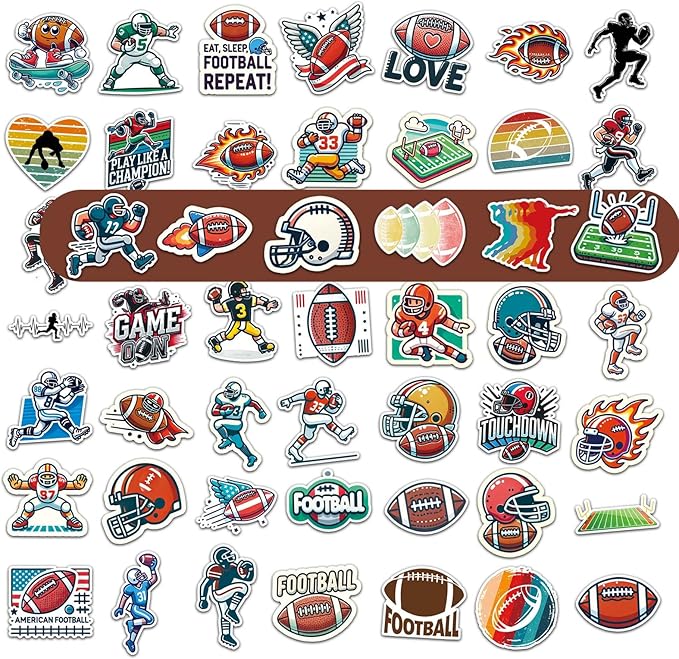 Football Party Favors, 12 Pack Football Water Bottles with 300 PCS Stickers, 20 oz Sports Squeeze Bottle, BPA-Free Reusable Water Bottles Bulk for Boys, Gifts For Team