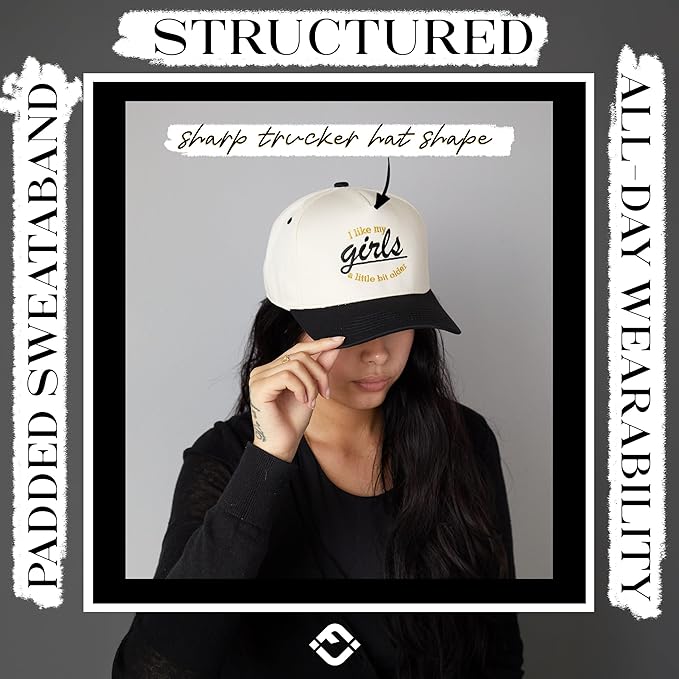 Funky Junque Trucker Hat Women Men 2-Tone Baseball Cap – Vintage Western Style Embroidered Snapback, Premium Cotton Blend