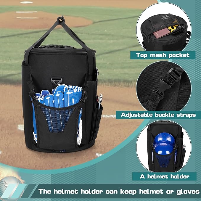 Smasrob Baseball Coaches Bag Fits 6 Gallon Ball Bucket, Baseball Bucket Bag with Backpack and Shoulder Straps