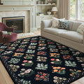 Wonnitar Floral Print Rug for Living Room, Ultra-Thin Non Slip Stain Resistant by Wonnitar