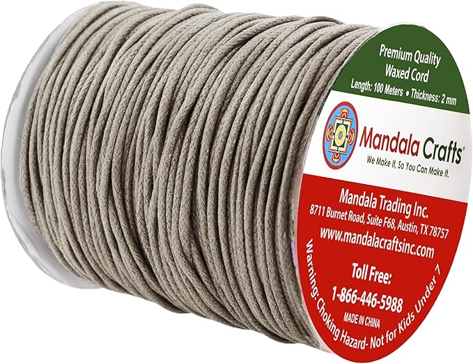Mandala Crafts 2mm 109 Yards Taupe Cotton Waxed Cord - Image 2