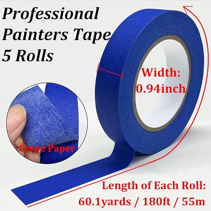Blue Tape Painters Tape, 5 Rolls Premium General Purpose Masking Tape Painter's - Image 3