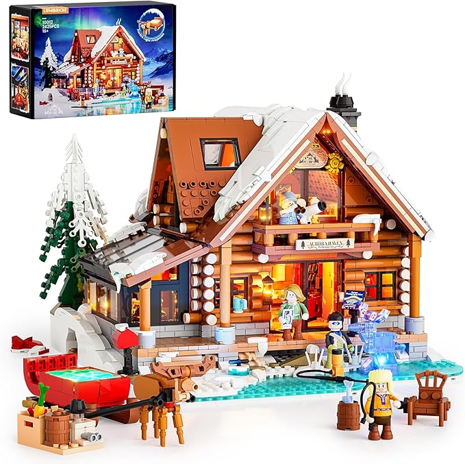 Aurora-Cabin Christmas Lighting-Building-Bricks Set by LUMIBRICKS