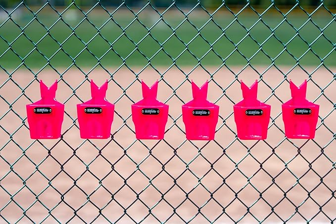 Fence Cup Holder | Drink Holder for Chain Link Fence | Fits Stanley, Yeti & Gatorade | Baseball Dugout, Softball, Pickleball & Tennis | Made in USA | The Fence Buddy (Hot Pink)