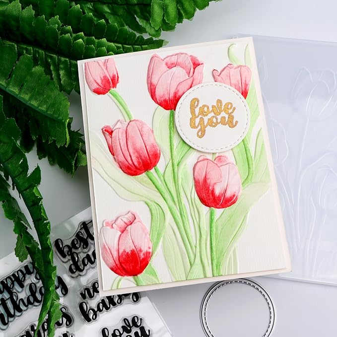 BAOFALI 3D Flowers Theme Plastic Embossing Folders Tulip - Image 9