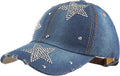 Hoce Fashion Rhinestone Denim Baseball Cap Studded Bling Hat for Women