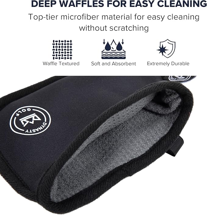 Golf Club Cleaner for Golf Bag, Clip-On Club Cleaner Pouch with Waffle Towel Interior, Wet Inside Dry Outside, Club Cleaner for Golf Bag Use On Course