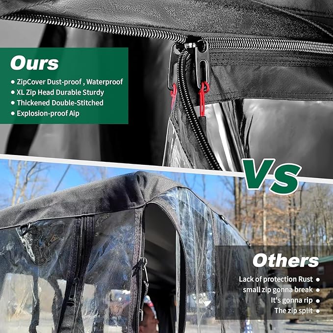 10L0L 2/4 Passenger Golf Cart Enclosure for Yamaha G14 G16 G22 G29 Drive 2,Waterproof 600D Rain Cover,with Side Mirror Opening,Transparent Tail Light Panel,Foldable Door,4-Sided Clear Windows