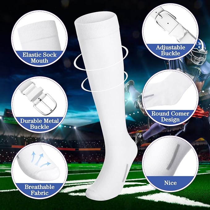 Haysandy Baseball or Softball Sock and Belt Combo Set 3 Football Baseball Socks with Softball Belt for Youth Boys Kids