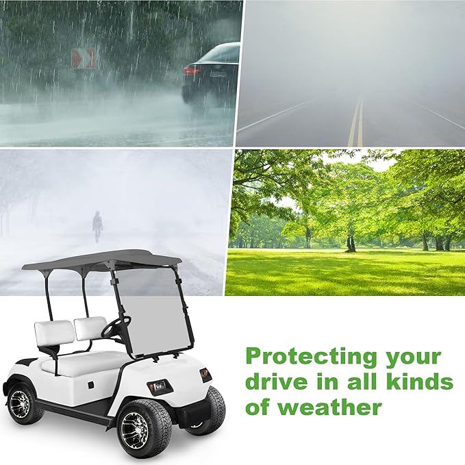 Windshield for Yamaha G14/G16 1995-2003 Year Gas and Electric Golf Cart, Foldable & Durable (Clear)