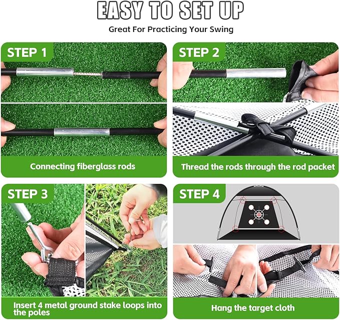 Golf Net Practice 10x7ft with Tri-Turf Mat & Real Balls Set Indoor Outdoor Golf Training Equipment for Backyard Driving Practice Enthusiast Gifts