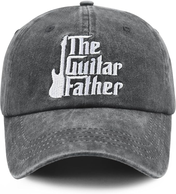 The Guitar Father Hat for Men, Vintage Cotton Embroidered Guitar Decor Dad Baseball Cap