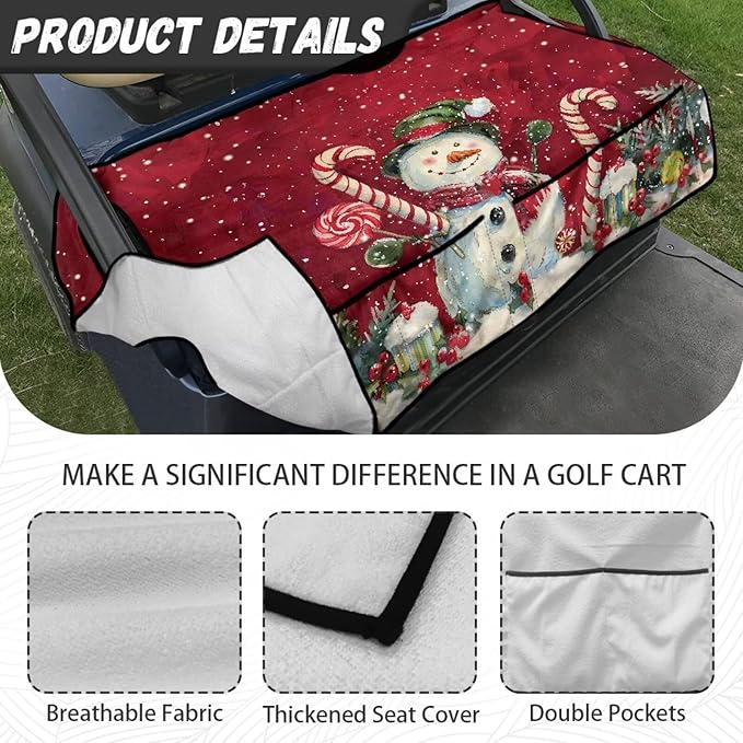 Golf Cart Seat Covers, Universal Golf Cart Seat Towel Blanket with 4 Front Pockets & Nonskid Bottom Fits for Club Car 2 Person Seats Golf Carts