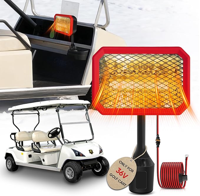 Electric Golf Cart Heater (2nd Gen) with 360 Degree Adjustable Angle, Battery Powered Golf Cart Heater, 400W Silent Carbon Fiber Heating for Club Car/Yamaha/EZGO Golf Cart