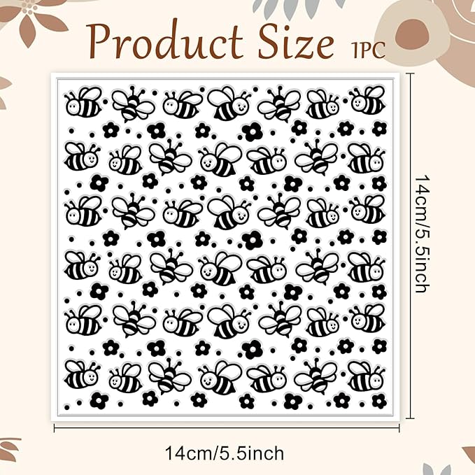 CHGCRAFT Cartoon Bees Pattern Polymer Clay Texture Sheet Seamless Flowers - Image 2