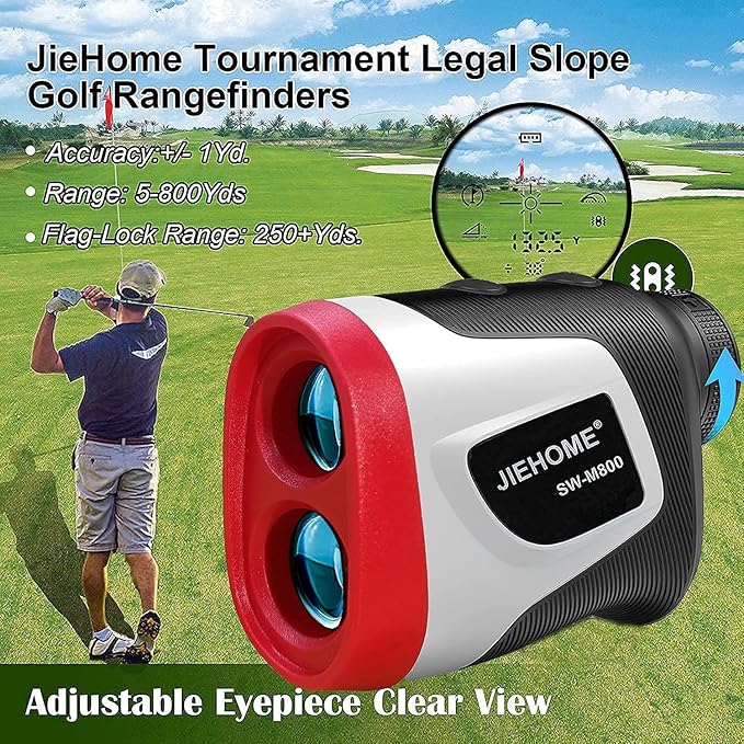 Golf Rangefinder 800/1100 Yards Range Finder with Slope Flag-Lock Vibration Continuous Scan Rechargeable - Tournament Legal Golf Laser Rangefinders Golfing Accessories for Men Women