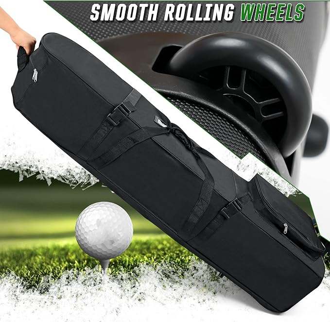 DAREKUKU Golf Travel Bags for Airlines with Adjustable Support Rod and Detachable Shoulder Straps, Hard case Top Soft Foldable Golf Club Travel Covers