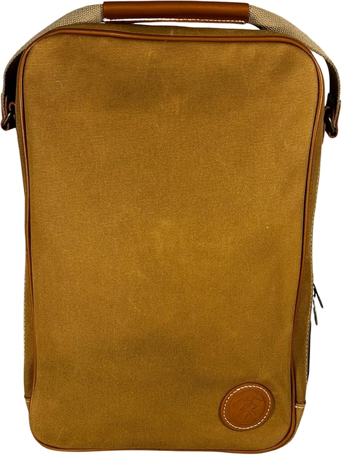 Lumberjack Plaid Golf Shoe Bag - Canvas and Leather, Large Travel Organizer for Men and Women, Breathable Sneaker Carrier