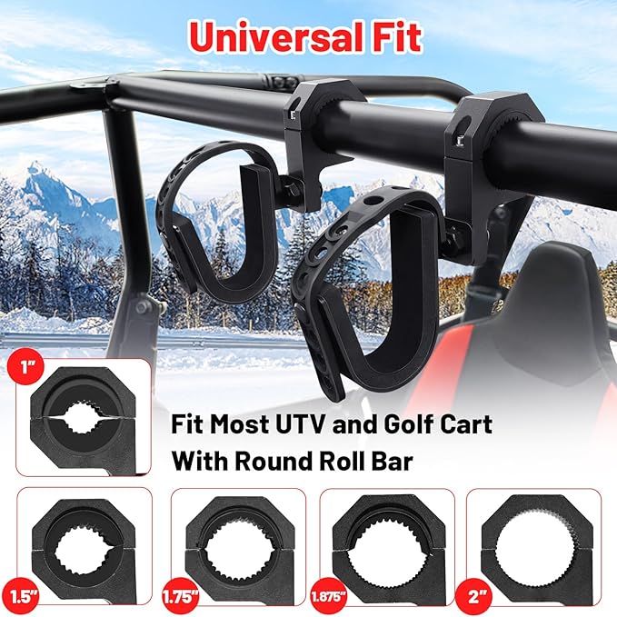 StarknightMT UTV Gun Holder - Roll Bar Tool Gun Rack Fits for 1", 1.5",1.75", and 2" Roll Bar UTV Rack, Gun Mount Compatible with Polaris RZR Ranger Can-Am Kawasaki Snowmobile Golf Cart