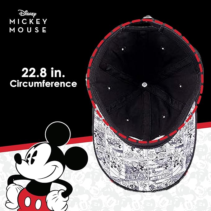 Disney Mickey Mouse Dad Hat, Cotton Adjustable Baseball Cap with Curved Brim