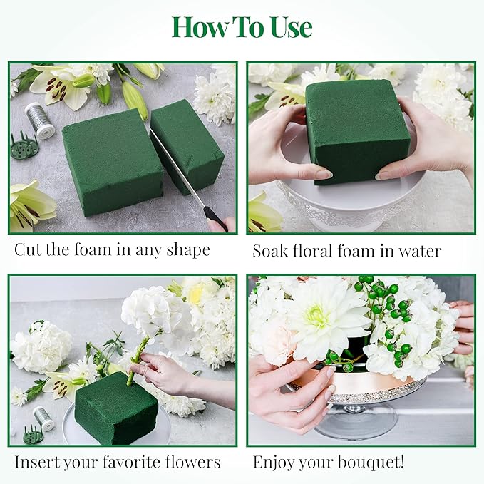 2 Pcs Floral Foam Blocks Florist Flower Foam Green Bricks Applied Dry or Wet - Image 5