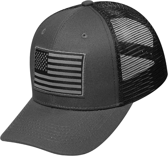 American Flag Trucker Hat, Patriotic Baseball Cap for Men & Women, Breathable Mesh Adjustable Snapback, USA Flag Patch