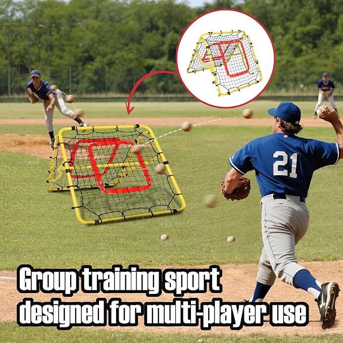 Storgem Baseball Softball Rebounder Net, Pitch Back Rebound Net,Soccer Rebound Net, Fielding Rebounder,Double Sided Adjustable Multi-Sports Pitching Rebound Net for Throwing Practice