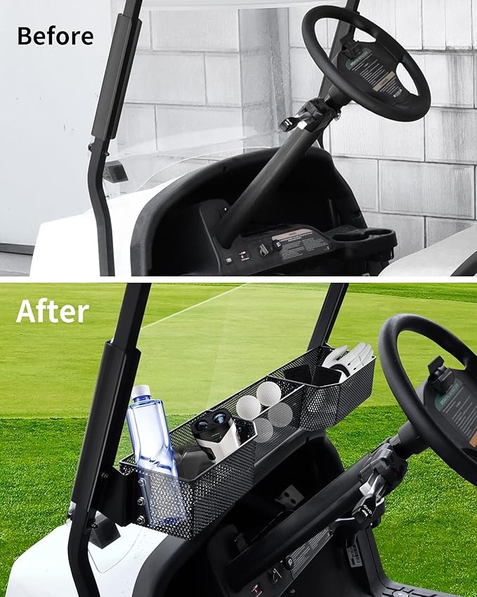 KEWISAUTO Front Inner Storage Basket for 2025 Club Car Tempo, Premium Steel Anti-Rust Dash Tray Organizer Utility Basket for Club Car Tempo 2025 Standard Factory Golf Cart Interior Accessories
