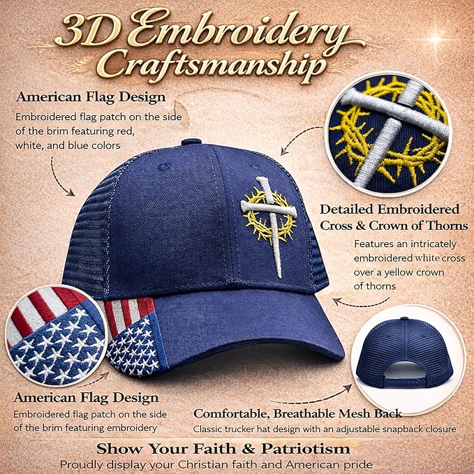 Christian Hats for Men,Cross Hats for Men,Jesus hat,Christian Religious Gifts for Birthday/Christmas