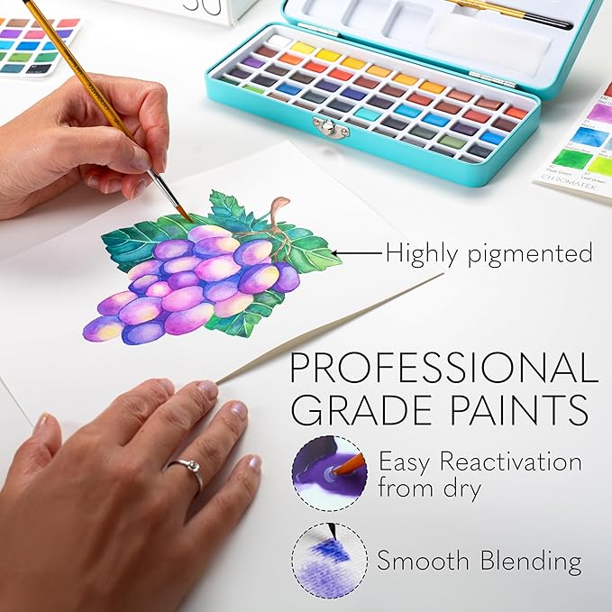 CHROMATEK Watercolor Paint Set – 50 Vivid Colors Including Transparent - Image 5