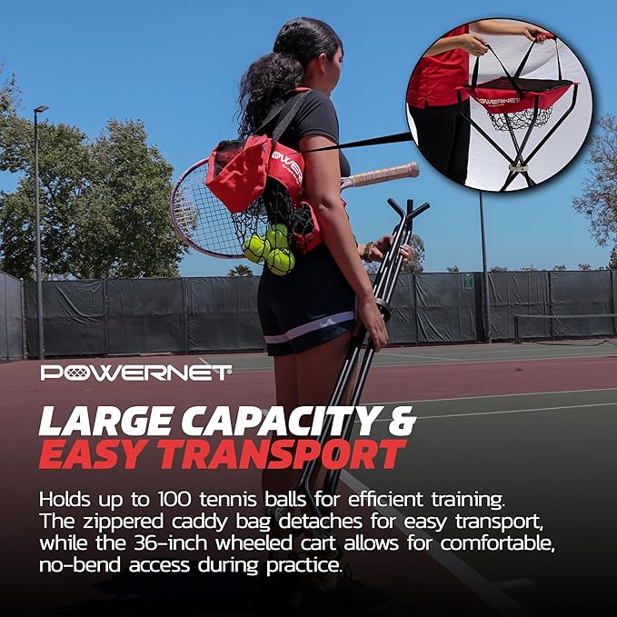 PowerNet Baseball Softball Portable Ball Caddy, Holds Bucket of Baseballs, Softballs, Tennis Balls, Use During Batting Practice Training and Drills