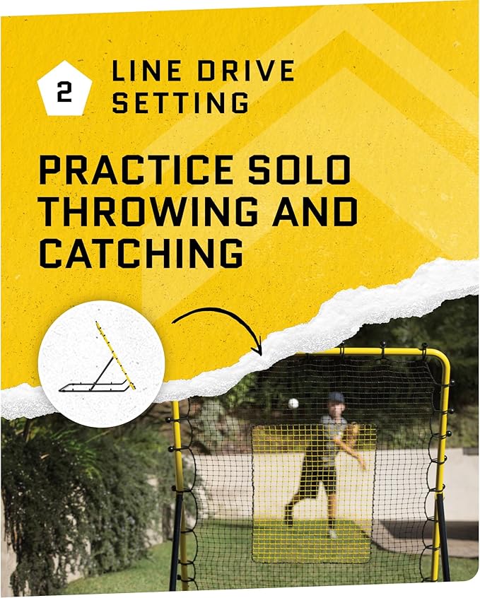 SKLZ Fielding Trainer - Baseball, Softball & Volleyball Rebounder Net. Enhanced Solo Fielding Practice for Skill Development. High-Performance Multi-Sport, Portable, 3 Ball Return Angles, 4x4.5 Feet