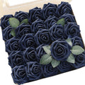 Floroom Artificial Flowers 50pcs Real Looking Navy Blue Foam Fake Roses by Floroom