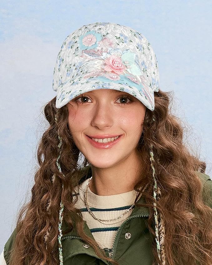 Hoce Fashion Rhinestone Denim Baseball Cap Studded Bling Hat for Women