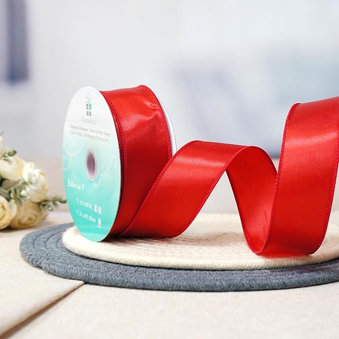 CT CRAFT LLC Satin Wired Ribbon 1.5 Inch x 20 Yards Red - Image 4
