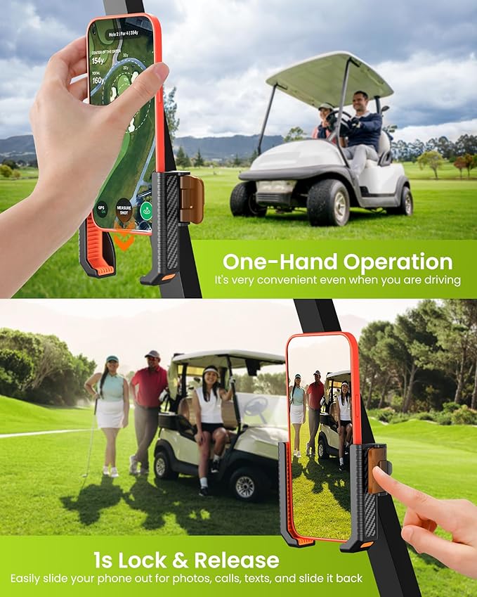 Magnetic Golf Cart Phone Holder Mount- Holds Up to 6 LBS, 3s Phone Clip Install,Phone Caddy for iPhone Galaxy Fits EZGO Club Car Yamaha Icon,Golf Cart Accessories Essentials Gift