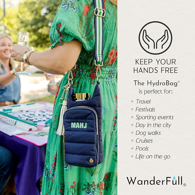 WanderFull® Original HydroBag® Collection, Water Bottle Holder, Gift for Women, Mom, Girlfriend, w/Strap & Phone Pocket, Hands-Free Crossbody Water Bottle Bag