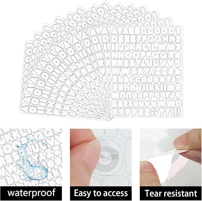 Starboling White Alphabet Stickers, 1/2 inch, 10 Sheets, Self-Adhesive Vinyl - Image 3