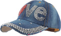 Hoce Fashion Rhinestone Denim Baseball Cap Studded Bling Hat for Women